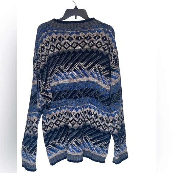 County Seat Fair Isle Oversized knitted sweater, cotton blend. Size XL GUC - Picture 3 of 9